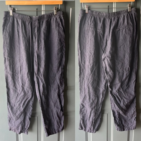 FOR JUDY Mango Navy Linen drawstring pants size M - Picture 6 of 6